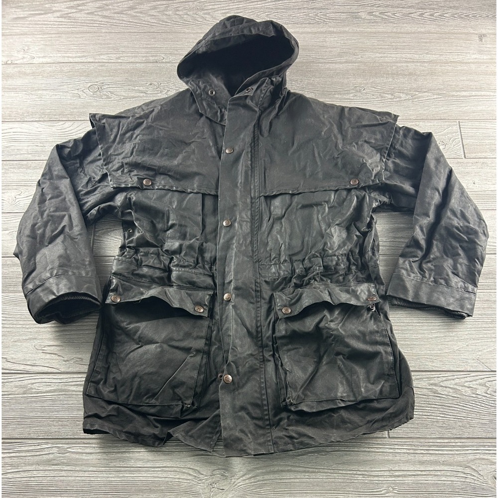 Outback Trading Co. Mens Australian Ranch Waxed Riding Jacket Black Hooded